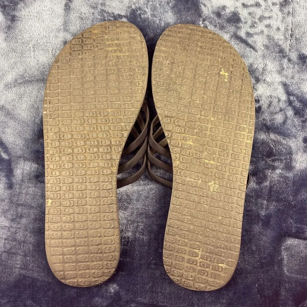 Sanuk Yoga Salty Flip Flop Sandals Women's Size 10 Black Slip On Strappy Flats